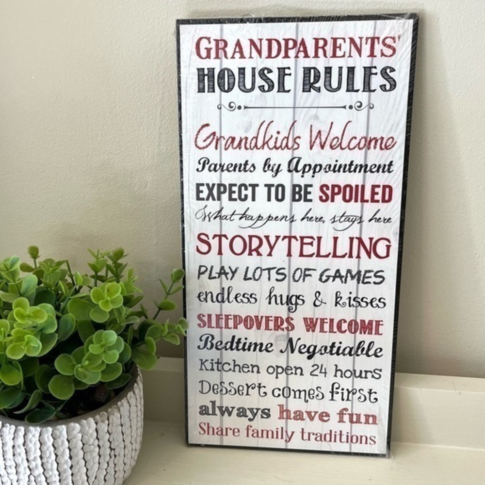 Grandparents House Rules Sign Wall Decor New